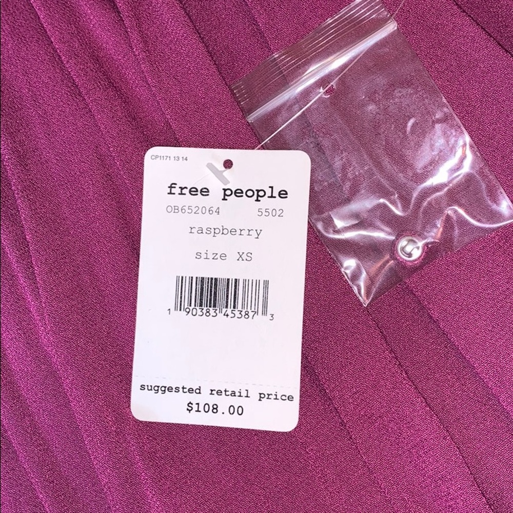 NEW Free People Ruffle Blouse Raspberry (XS) - Picture 3 of 6